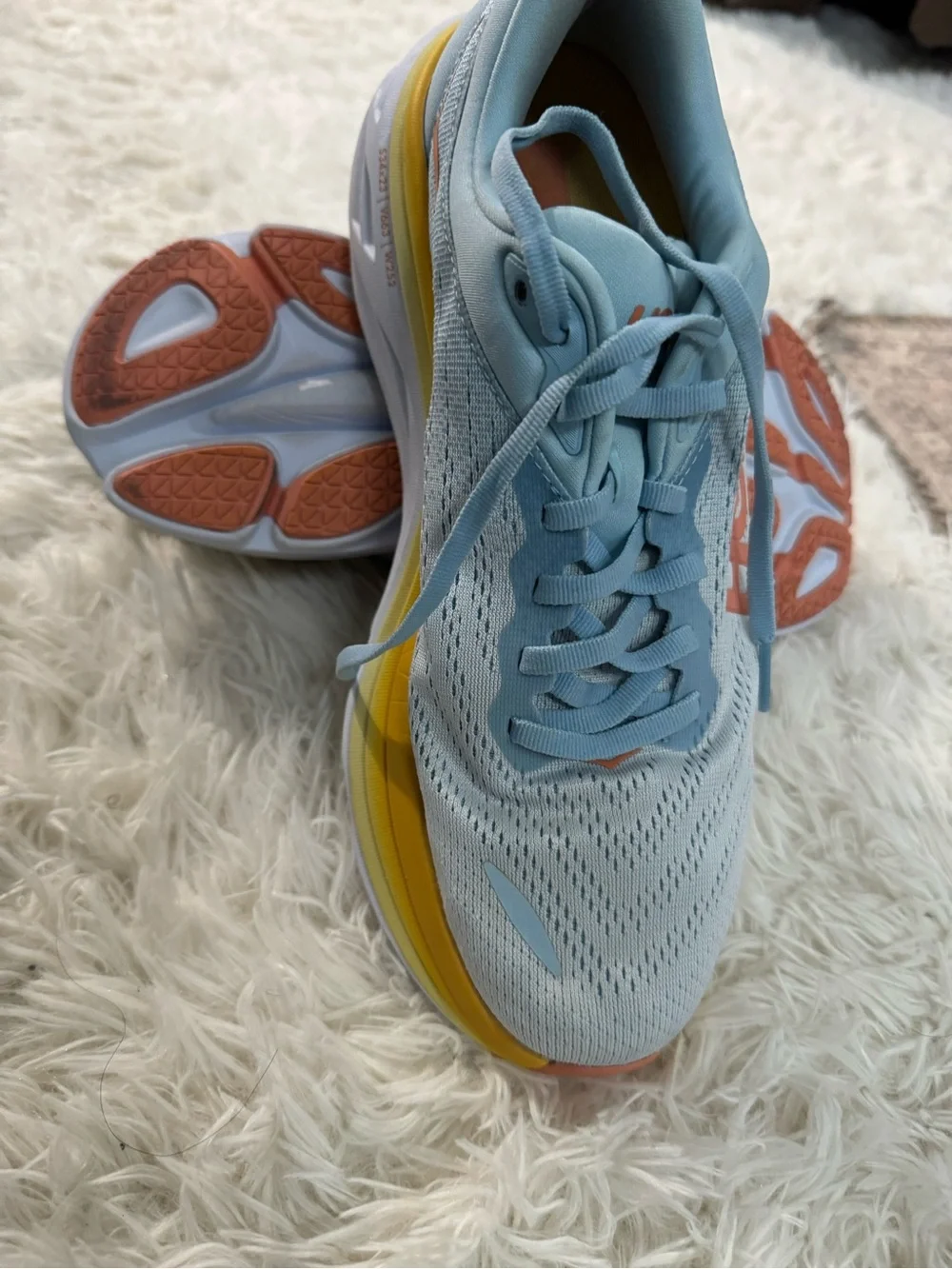 Hoka Women's Light Blue, Yellow & Coral Running Shoes size 9.5B - Picture 2 of 8